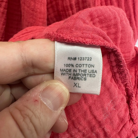 Xirena Camila Gauze Popover Top Blouse Coral Pink Women's Size XL Ruffle Neck - Picture 5 of 7